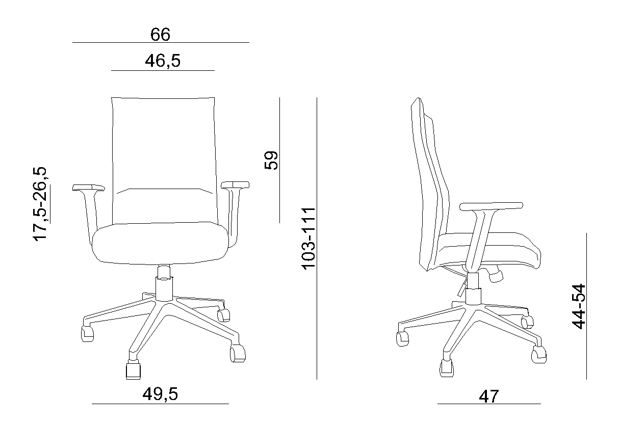 Office chair Unique Black on Black dimensions