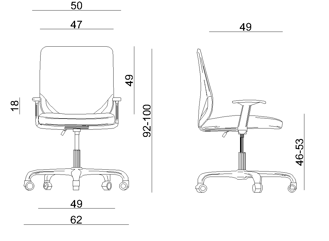 office chair dimensions