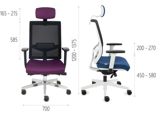 Level WS HD white office chair - dimensions