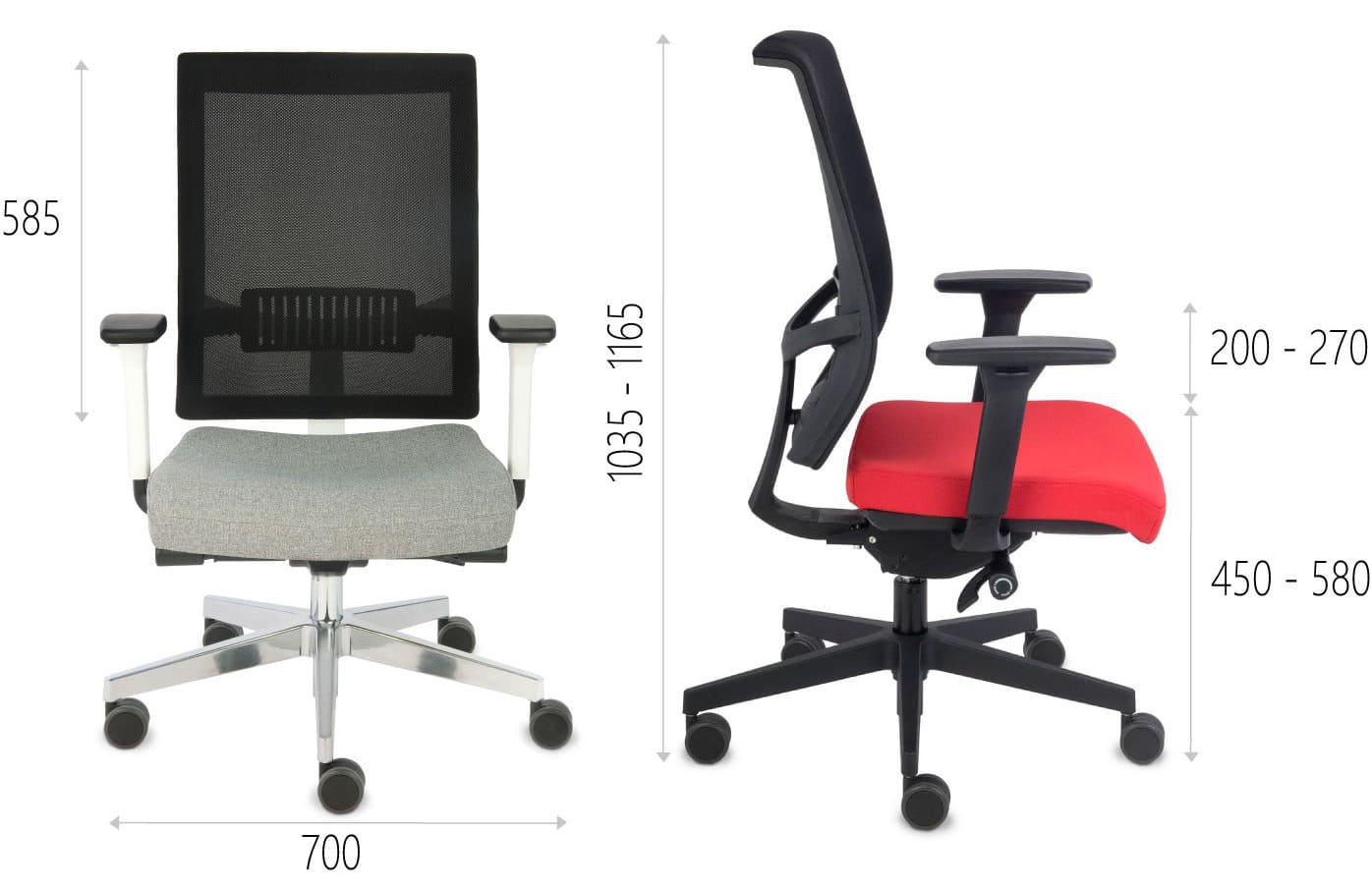 Chairs Level WS white - dimensions