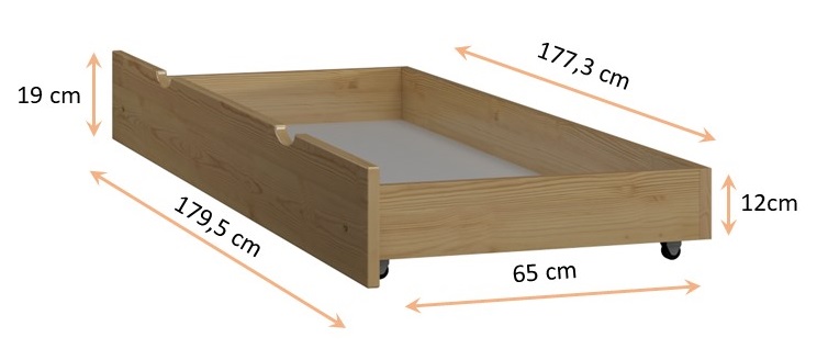 Single drawer under the bed - dimensions